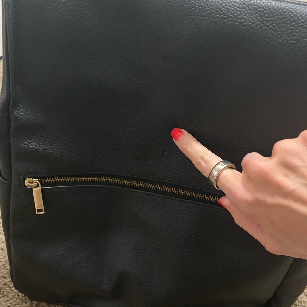 Freshly Picked Black Backpack with Cream Logo Tag - Picture 2 of 8